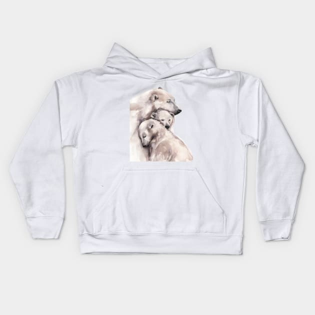 Polar Bears Kids Hoodie by Kira Balan